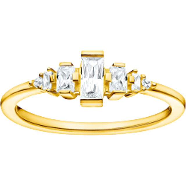 Gold Plated Zirconia Vintage White Stones Ring TR2347-414-14 / Size - 58