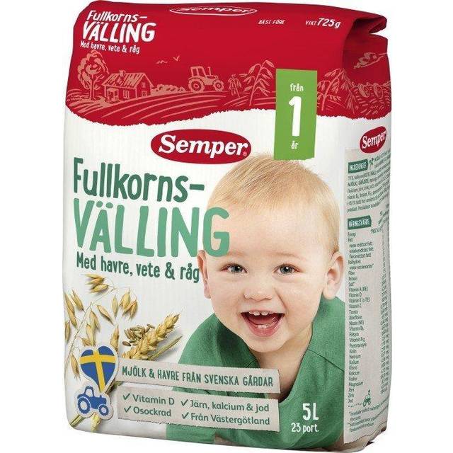 Semper Fullkornsvälling Havre Vete & Råg 12m 5 L