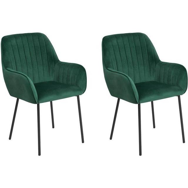 Beliani Set Of 2 Dining Chairs Wellston Velvet Dark Blue, Blue