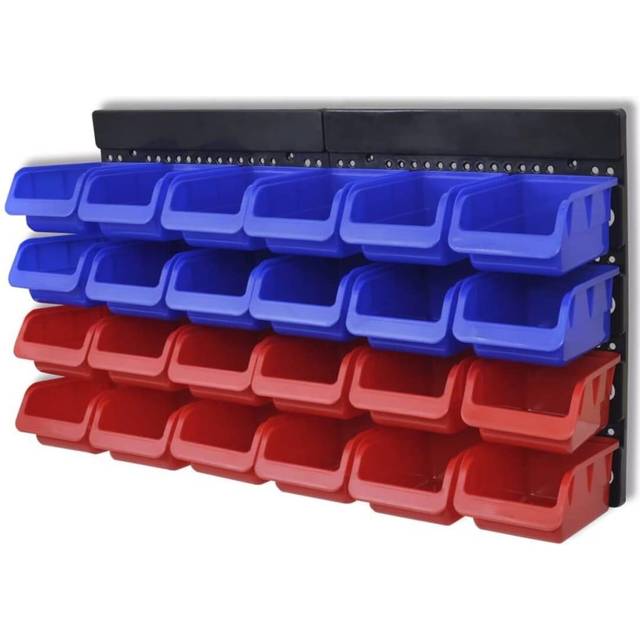 vidaXL 2 pcs Blue & Red Wall Mounted Garage Tool Organiser