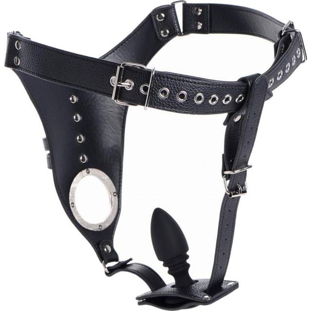 Strict Male Chastity Harness with Silicone Anal Plug