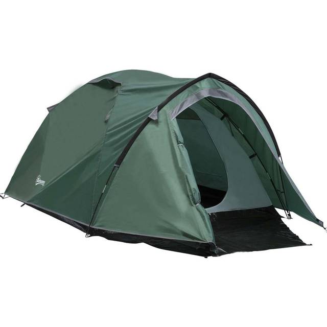 Outsunny Compact Camping Tent with Vestibule - Green, Green