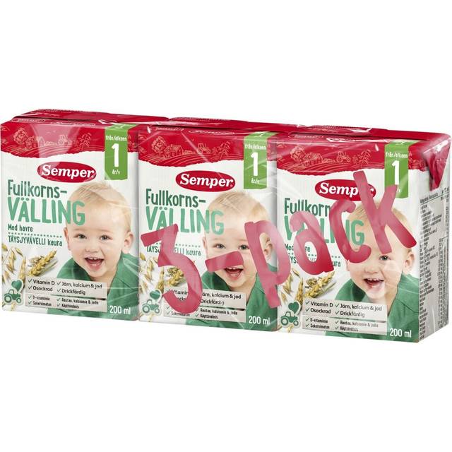 Semper Fullkornsvälling med havre drickfärdig 12M 3x200 ml