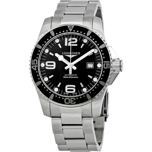 Longines HydroConquest Sunray Black With Super-LumiNova Dial Automatic Diver's L3.841.4.56.6 300M Mens Watch black