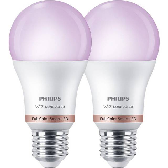 Philips WiZ E27 Colour Smart LED Wi-Fi Bulb - 2 Pack