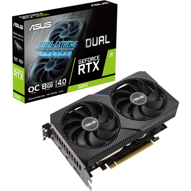 ASUS GeForce Dual RTX 3050 OC Edition 90YV0HH0-M0NA00 Grafikkort, Svart, 8 GB