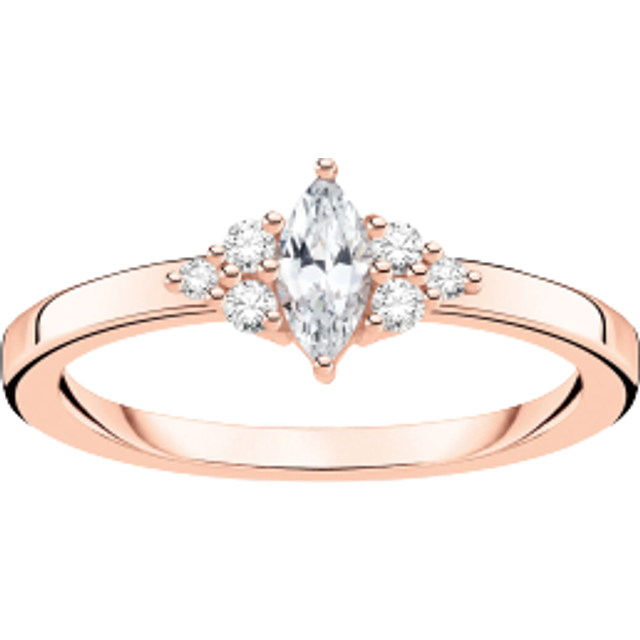 THOMAS SABO Rose Gold Plated Cubic Zirconia Marquise Cluster Ring TR2325-416-14-56