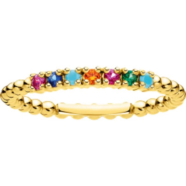 Thomas Sabo bague boules pierres colorées argent plaqué or TR2323-488-7-56