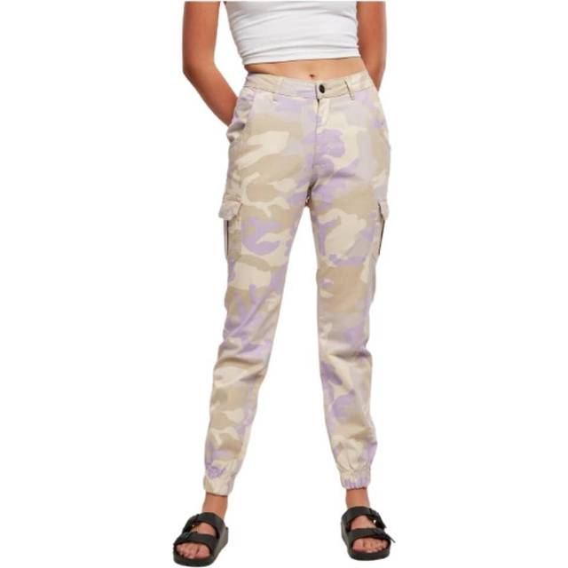 Urban classics damen ladies high waist camo cargo pants lilaccamo