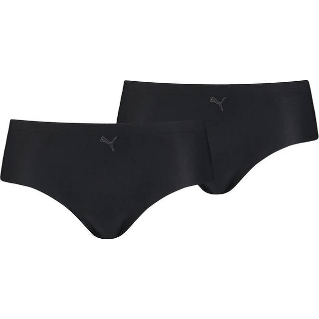 (L) 2-Pack Microfibre Seamless Mid-Rise Hipster Briefs, Black