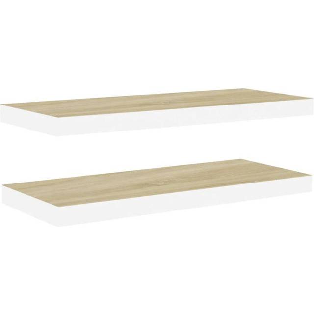 Svävande vägghyllor 2 st betonggrå 80x23,5x3,8 cm MDF