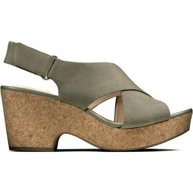 (Green, UK 8) Ladies Clarks Slingback Wedge Sandals Maritsa Lara