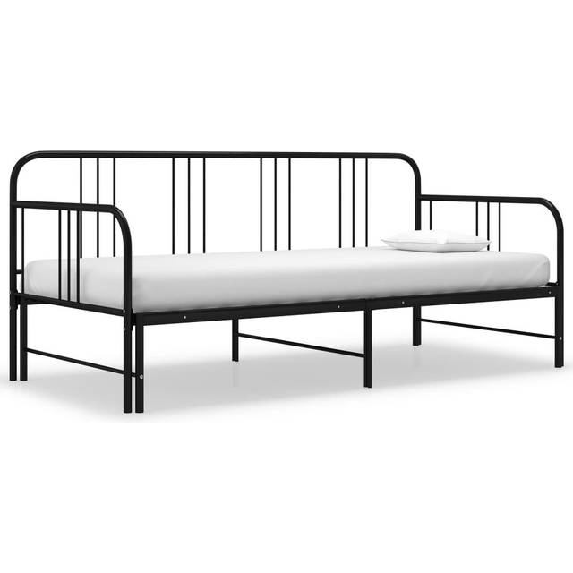 vidaXL Pull-out Sofa Bed Frame White Metal 90x200 cm Day Bed Base Bedstead