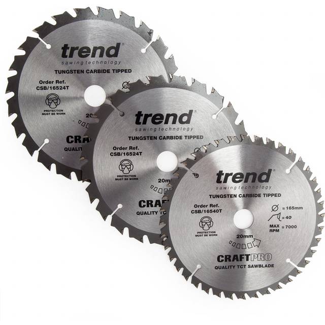 Trend CSB/165/3PK/C CraftPro Cordless Saw Blade 165 x 20mm x 24T/4...