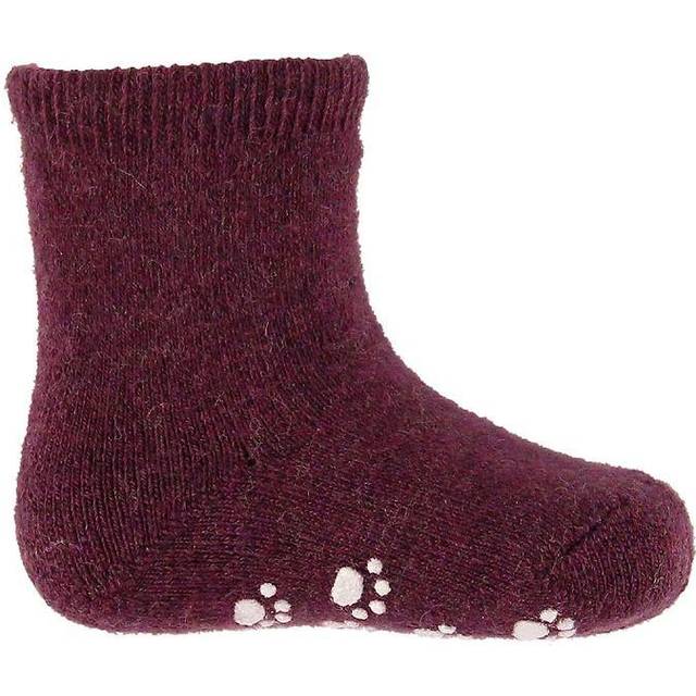 Joha uldstrømper i blommefarvet med anti-slip 19/22