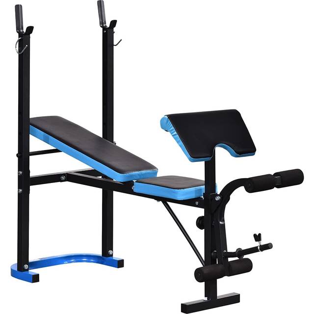 HOMCOM Adjustable Weight Bench With Leg Developer Barbell Rack For Home Gym, Black