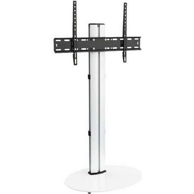 AVF Eno Oval Silver Column and White Glass TV Stand for up to 55 inch, White