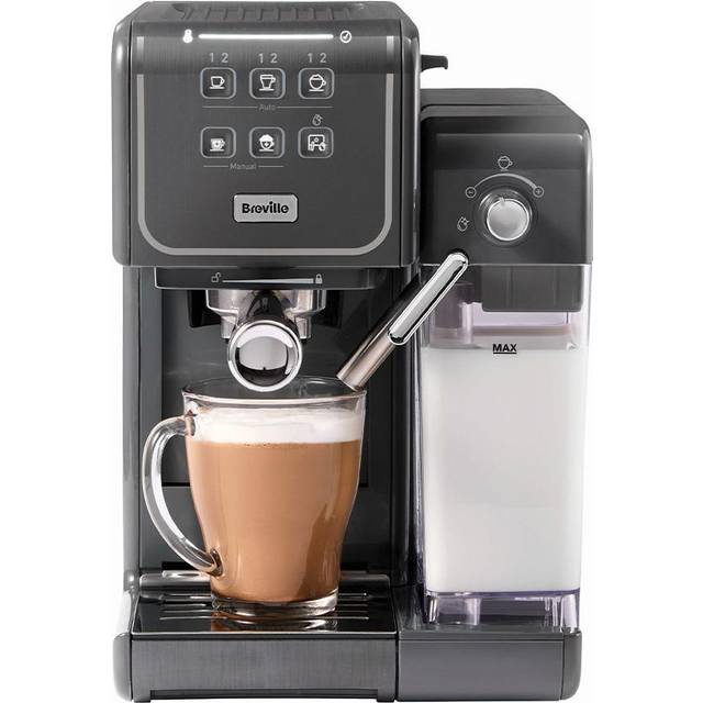 Breville Prima Latte III portafilter | Helautomatisk espressomaskin/kaffemaskin med mjölkskummare och italiensk pump med 19 bar | kompatibel med ESE-kuddar | röd [VCF147X]
