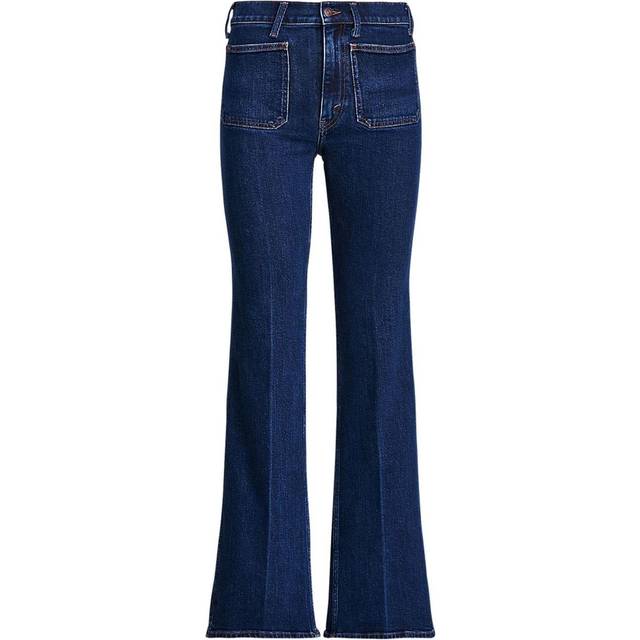 Stretch Cotton Flared Jeans, Mid Rise - navy - W30