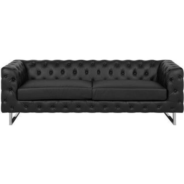 Beliani 3 Seater Faux Leather Sofa Black Vissland, Black