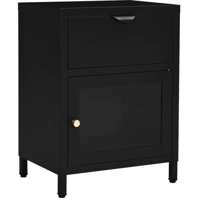 vidaXL Nightstand Black 40x30x54.5 cm Steel and Glass