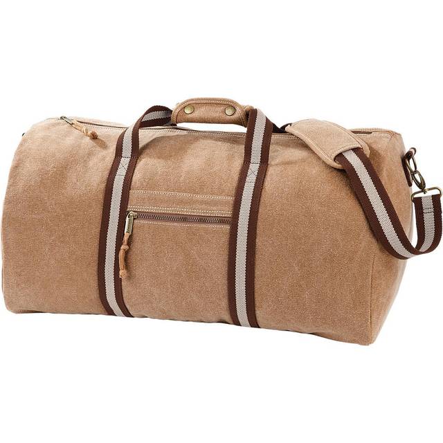 (One Size, Sahara) Quadra Vintage Canvas Holdall Duffle Bag - 45 Litres (Pack of 2)