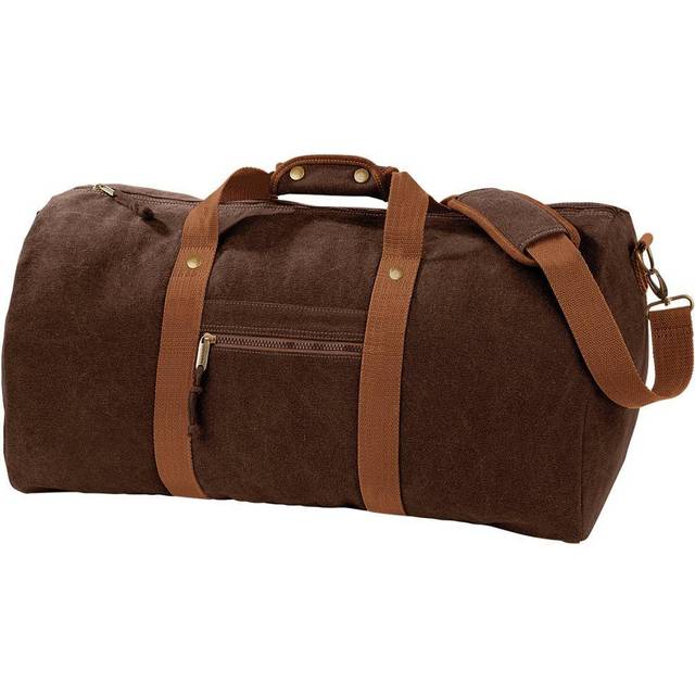 (One Size, Vintage Brown) Quadra Vintage Canvas Holdall Duffle Bag - 45 Litres (Pack of 2)