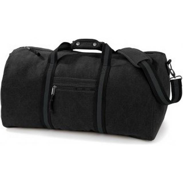 (One Size, Vintage Black) Quadra Vintage Canvas Holdall Duffle Bag - 45 Litres (Pack of 2)