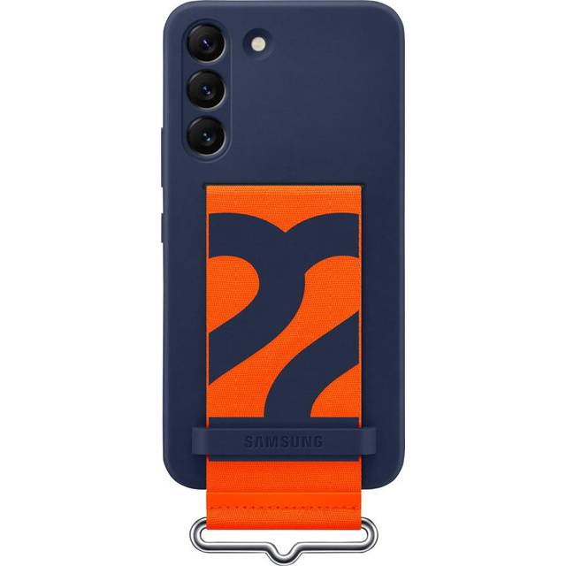 Samsung S22 silikonfodral med rem (vitt)