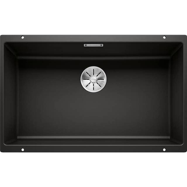 BLANCO SUBLINE 700-U | Granitdiskbänk av SILGRANIT svart | installationstyp: Underkonstruktion | för 80 cm breda underskåp | handfatsform 2 i 1: två handfat, en utskärning och monteras endast en gång