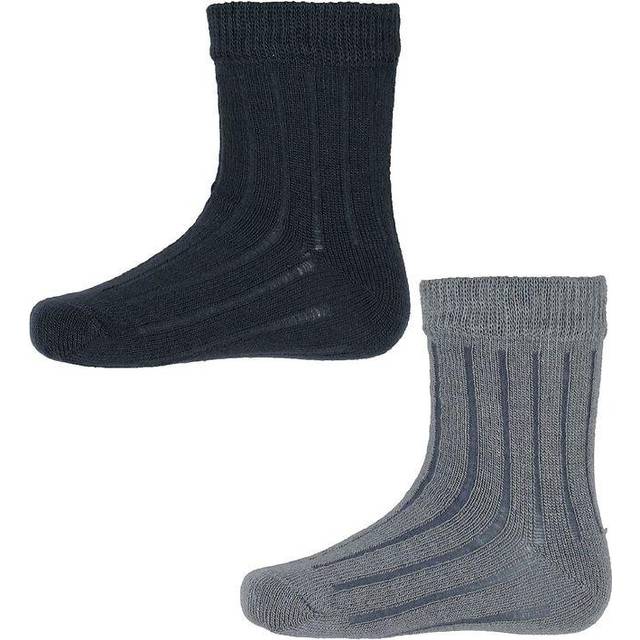 MINYMO Ankle Sock - Rib (2-Pack) |Blå |15-18