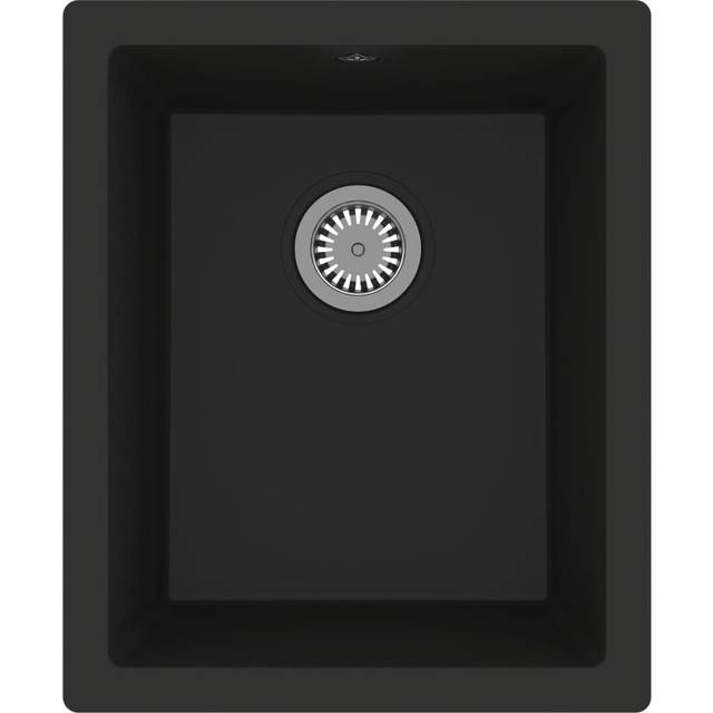 vidaXL Kitchen Sink with Overflow Hole Black Granite