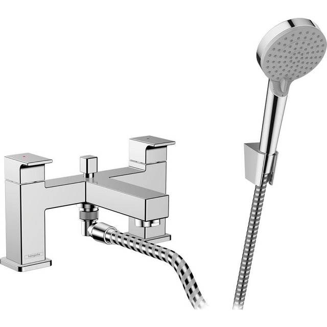 Vernis Shape Bathroom Bath Shower Mixer Tap Twin Lever Modern Chrome - Silver - Hansgrohe