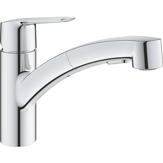 GROHE QUICKFIX Start | Köksblandare | Enhands-diskblandare med utdragbar diskdusch, DN 15 | Krom, med snabbmonteringssystem | 30531001