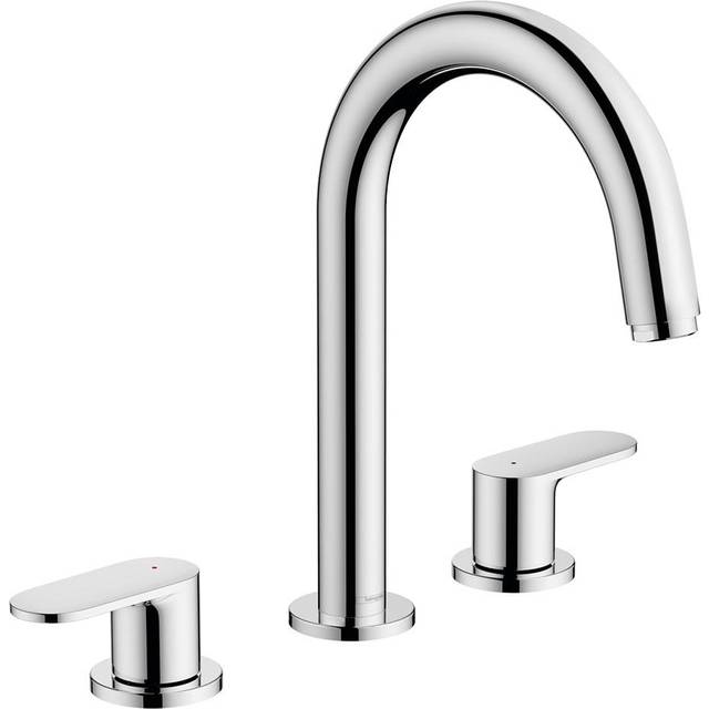 Hansgrohe Vernis Blend Bathroom Basin Mixer Tap 3 Tap Hole Chrome Curved Eco