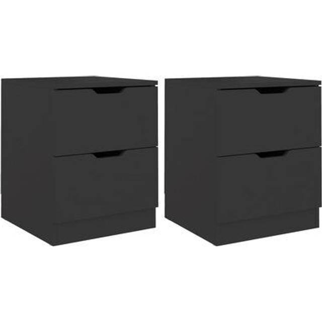 vidaXL 2x Bedside Cabinets Smoked Oak Engineered Wood Nightstand Cabinet Table