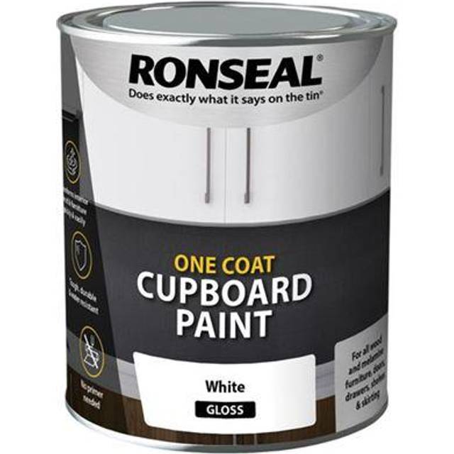 Ronseal One Coat Gloss Cupboard & Furniture Paint - White - 750ml