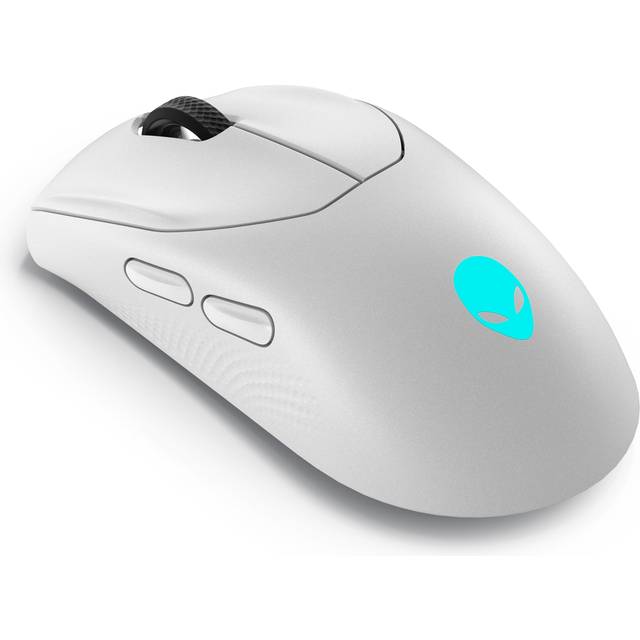 Alienware Tri-Mode AW720M trådlös spelmus, optisk sensor, 8 konfigurerbara knappar, snabbladdning, vit