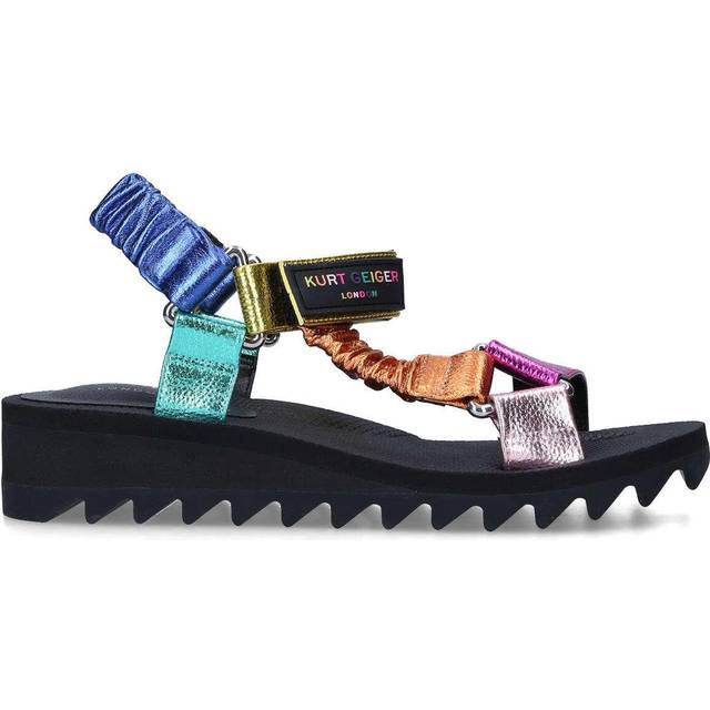 Orion Metallic Sandals - MULTICOLOURED - Add a pop of colour to your warm-weather looks with the Orion sandals from Kurt Geiger London. Designed to a multi-strap, multi-coloured construction with a metallic finish throughout these are a stand-out pair of sandals. Adjust the fit to your liking with the branded velcro strap, and enjoy the comfort of a padded heel and treaded sole.
