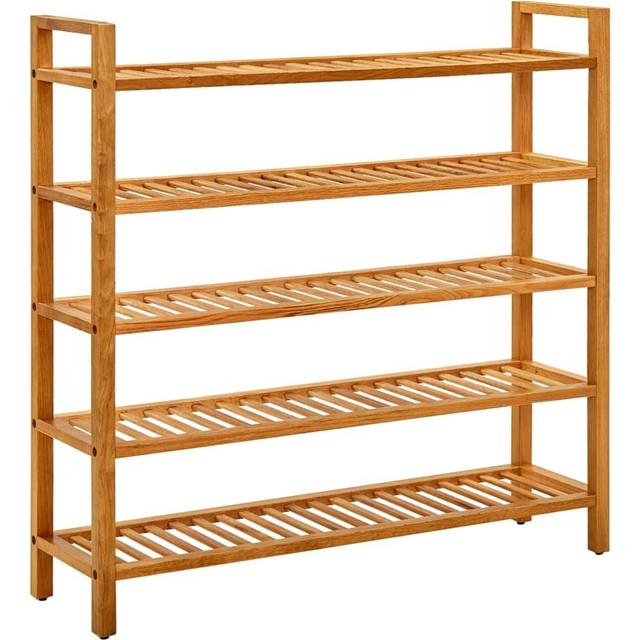 vidaXL Shoe Rack with 5 Shelves 100x27x100 cm Solid Oak Wood - Brown