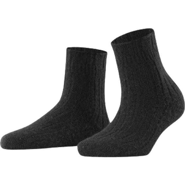 Falke Womens 3009 Black Bedsock Ribbed Knitted Wool-blend Socks Eur 35-38/2-5 Uk Women