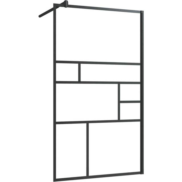 vidaXL Walk-in Shower Wall with Clear ESG Glass 90x195 cm Black - Transparent