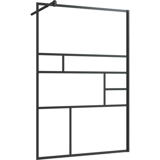 vidaXL Walk-in Shower Wall with Clear ESG Glass Black Bathroom Shower Screen