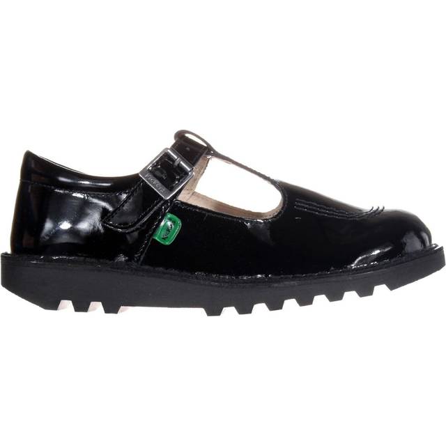 Kickers Girls Infant & Junior Kick T-Bar Patent Shoes - Black