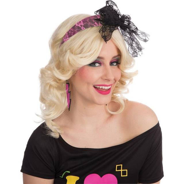(One Size, Pink) Bristol Novelty Unisex Adults 80s Lace Headband