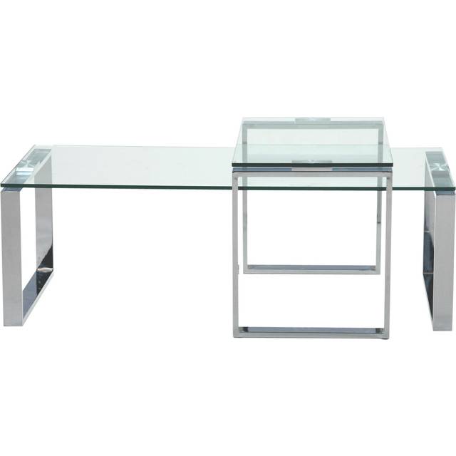 Florence Katrine Glass Top Coffee Table Set of 2 - Furniture To Go - Silver