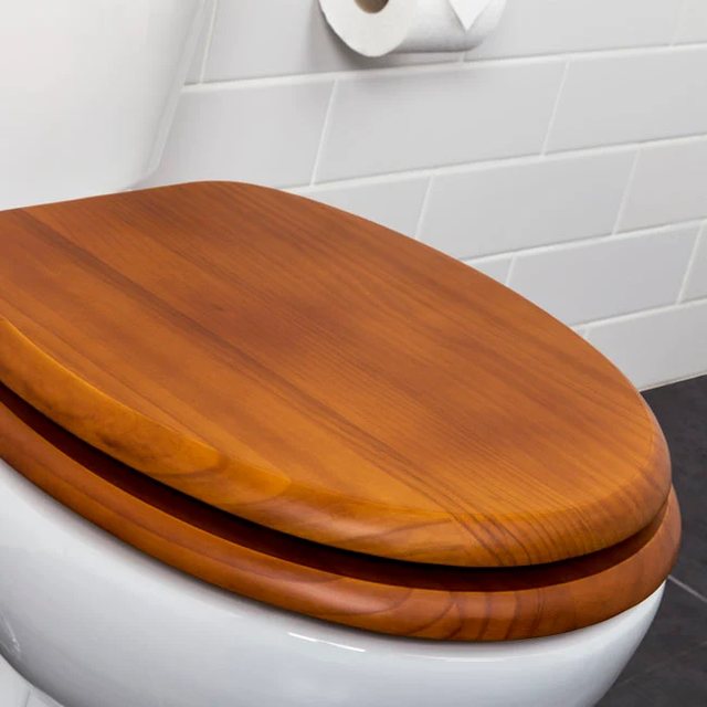 Croydex - Davos Flexi-Fix Solid Wood wc Toilet Seat Antique Pine Round Top Fix
