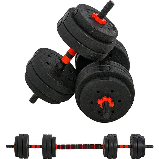 25kg Adjustable 2 IN 1 Barbell Dumbbells Weight Set for Body Fitness - Black - Standard
