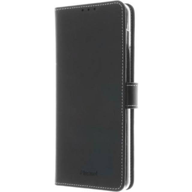 Insmat Flip Case - Vikbart fodral för mobiltelefon - genuint läder - svart - för Samsung Galaxy A21s