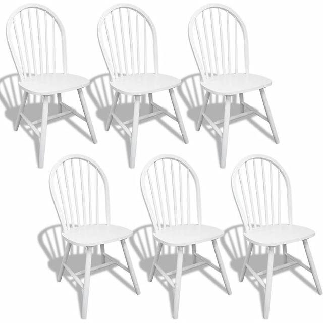 vidaXL Dining Chairs 6 pcs White Solid Rubber Wood
